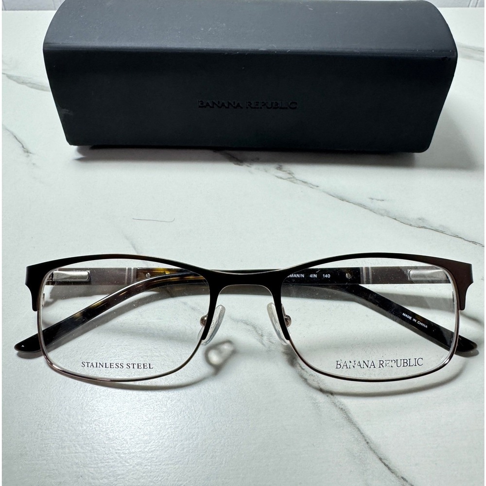 Banana Republic Roman Dark Brown Stainless Steel Rectangular Frames 52-19-140
